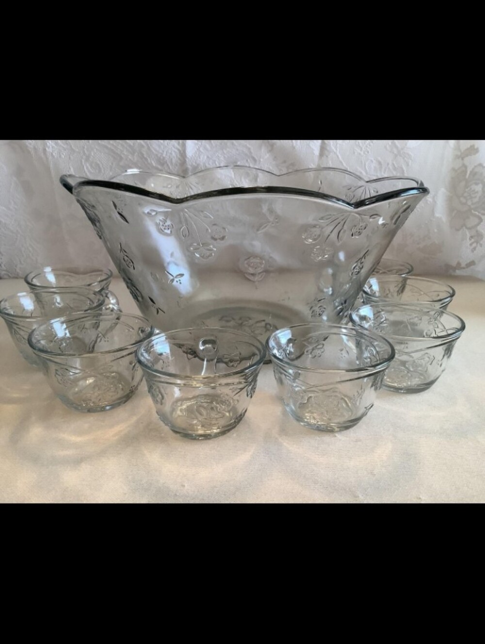 NEW vintage 25 piece Anchor Hocking Colonial punch bowl set - 12 cups & hangers